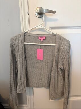 Edikted Gray Cable Knit Women’s Sweater Cardigan